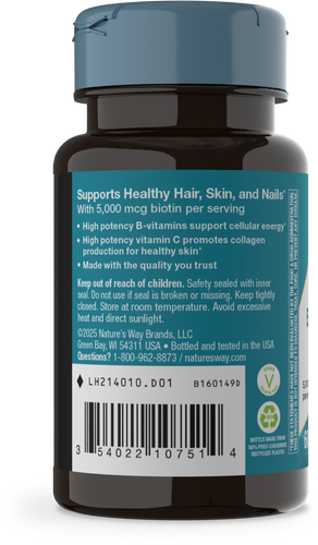 Nature's Way® | Biotin Forte Extra Strength - left side of pack Sku:214010