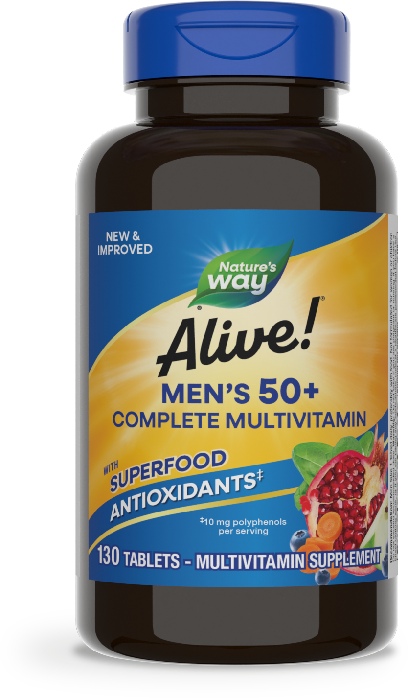 <{%PRIMARY_14283%}>Nature's Way® | Alive! Men's 50+ Complete Multivitamin, 130 tablets