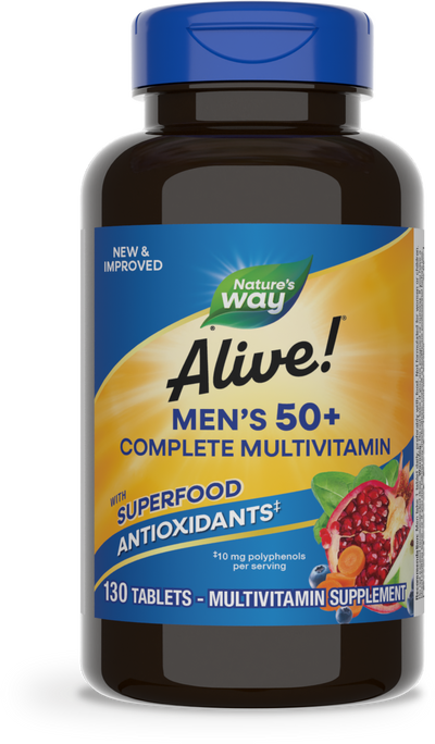 <{%PRIMARY_14283%}>Nature's Way® | Alive! Men's 50+ Complete Multivitamin, 130 tablets