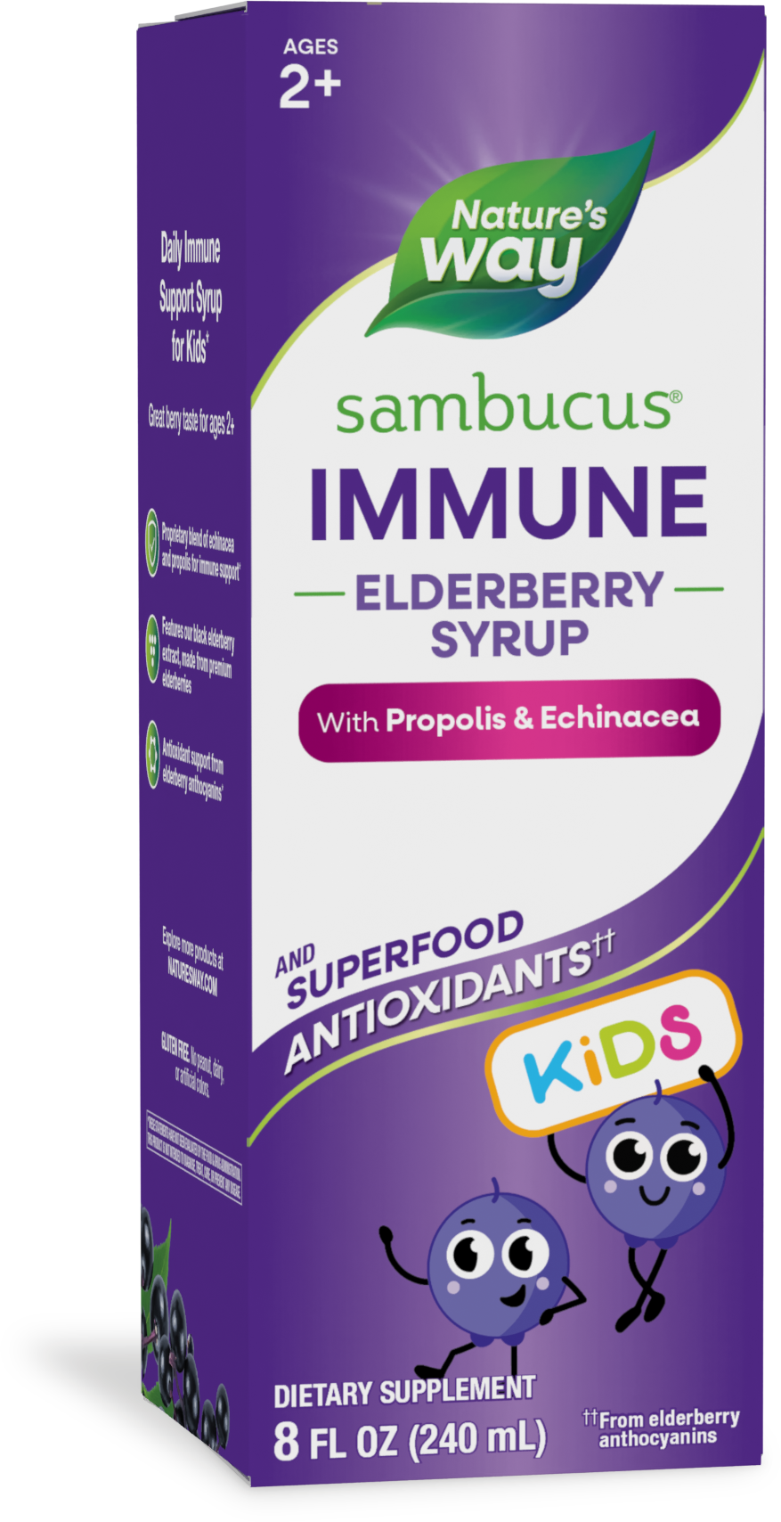 <{%PRIMARY_15359%}>Nature's Way® | Sambucus Immune Elderberry Syrup for Kids*, 8 fl oz (240 ml), Elderberry