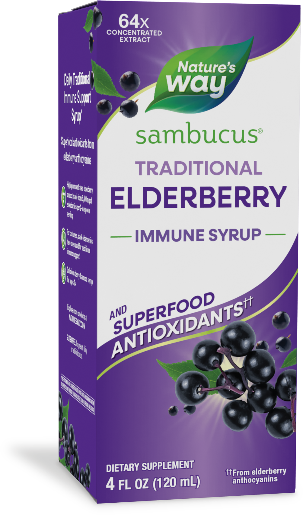 <{%PRIMARY_6970%}>Nature's Way® | Sambucus Traditional Elderberry Immune Syrup, 4 fl oz (120 ml), Elderberry