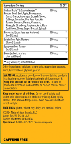 Nature's Way® | Alive! Adult Complete Multivitamin - back of pack Sku:60192