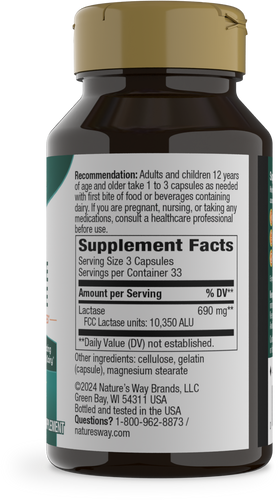 Nature's Way® | Lactose Defense Digestive Enzymes - right side of pack Sku:47110