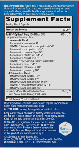 Nature's Way® | Fortify Optima Pre+Probiotic - right side of pack Sku:15784