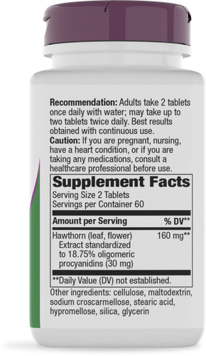 Nature's Way® | HeartCare Hawthorn Standardized Extract - right side of pack Sku:6690
