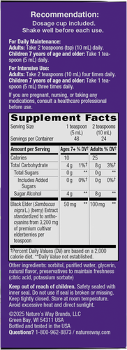 Nature's Way® | Sambucus Zero Sugar Traditional Elderberry Immune Syrup - right side of pack Sku:15331