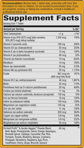 Nature's Way® | Alive! Women's Ultra Multivitamin - right side of pack Sku:15686