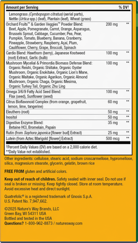 Nature's Way® | Alive! Max3 Potency Adult Complete Multivitamin-No Added Iron - back of pack Sku:14931