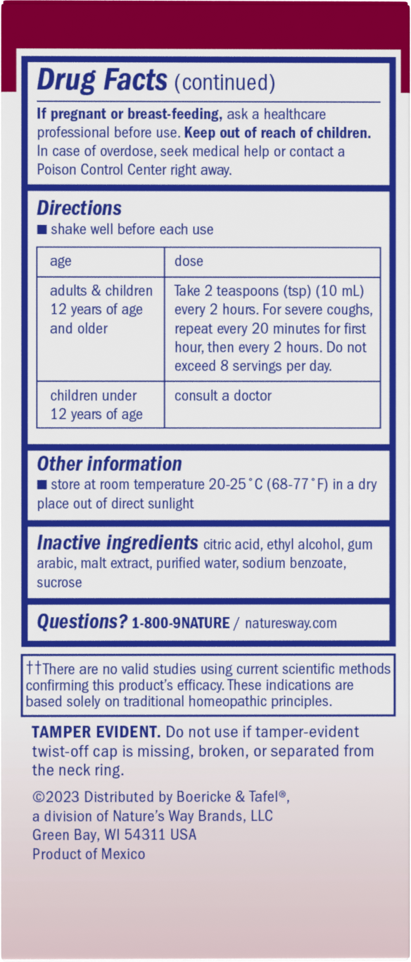 <{%MAIN5_21900293%}>Nature's Way® | Boericke & Tafel Cough & Bronchial Syrup - back of pack