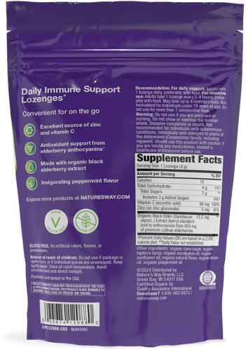 Nature's Way® | Sambucus Immune Lozenges - back of pack Sku:12088