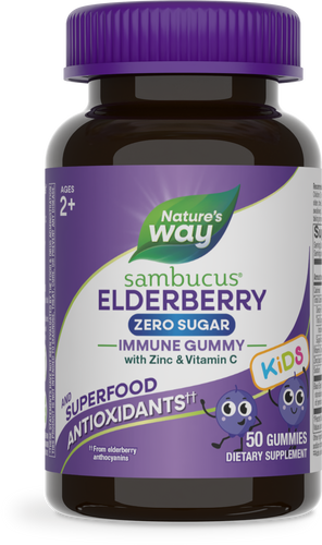 Nature's Way® | Sambucus Elderberry Zero Sugar Immune Gummies for Kids, 50 gummies, Elderberry Sku:15027