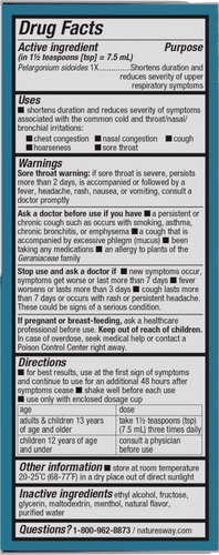 Nature's Way® | Umcka Cold Relief Syrup - right side of pack Sku:15272