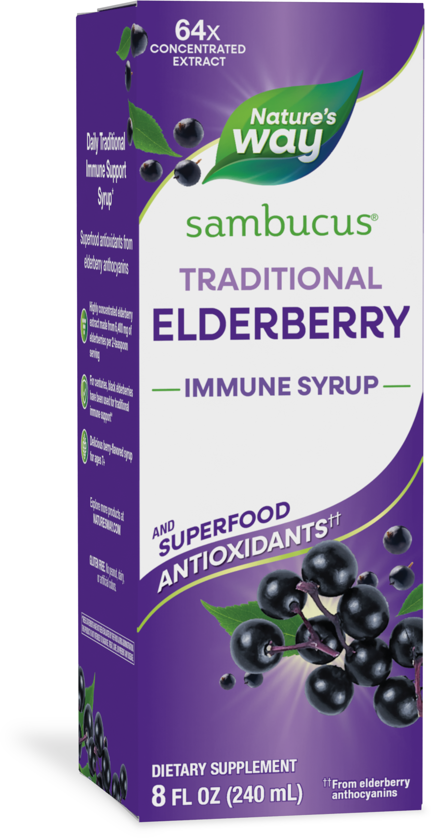 <{%PRIMARY_15332%}>Nature's Way® | Sambucus Traditional Elderberry Immune Syrup, 8 fl oz (240 ml), Elderberry