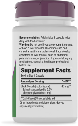 Nature's Way® | Black Cohosh - right side of pack Sku:15353