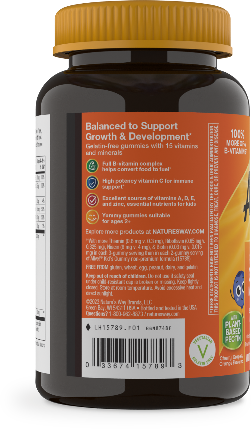 <{%MAIN3_15789%}>Nature's Way® | Alive! Premium Kids Gummy Multivitamin - left side of pack