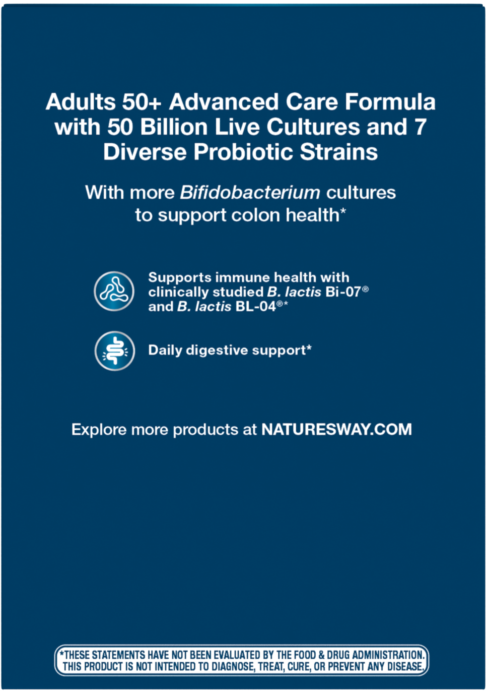 <{%MAIN3_10762%}>Nature's Way® | Fortify Optima Adult 50+ 50 Billion Probiotic - back of pack