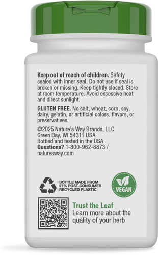 Nature's Way® | Marshmallow Root - back of pack Sku:14800