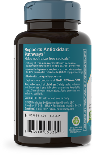Nature's Way® | Resveratrol-Forte Premium Blend - left side of pack Sku:05836