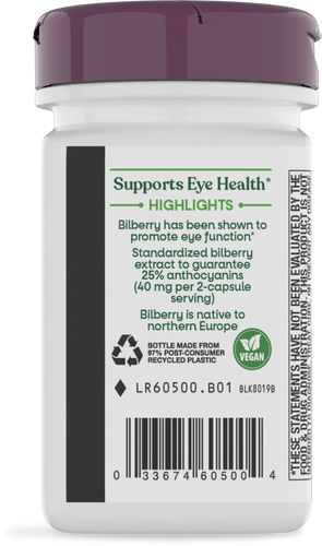 Nature's Way® | Bilberry - left side of pack Sku:60500