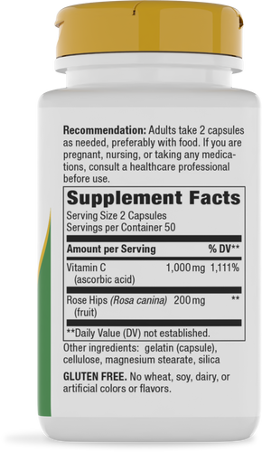 Nature's Way® | Vitamin C with Rose Hips - right side of pack Sku:40310