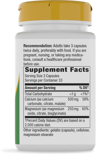 Nature's Way® | Calcium & Magnesium Mineral Complex - right side of pack Sku:41310