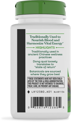 Nature's Way® | Dong Quai Root - left side of pack Sku:12380