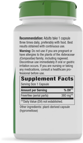 Nature's Way® | Feverfew Herb - right side of pack Sku:12808