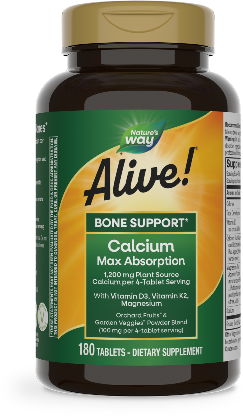 <{%PRIMARY_10501%}>Nature's Way® | Alive! Calcium Bone Support, 180 tablets