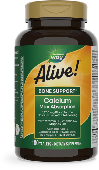 <{%PRIMARY_10501%}>Nature's Way® | Alive! Calcium Bone Support, 180 tablets