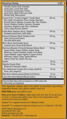 Nature's Way® | Alive! Max3 Potency Men's Complete Multivitamin Tablets - back of pack Sku:15542