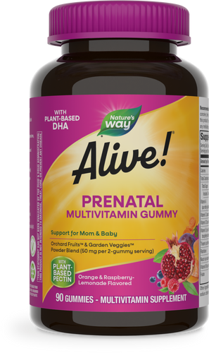 Nature's Way® | Alive! Daily Support Prenatal Gummy Multivitamin, 90 gummies, Orange & Raspberry Lemonade Sku:10488