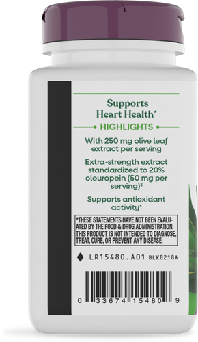 Nature's Way® | Olive Leaf Standardized Extract - left side of pack Sku:15480