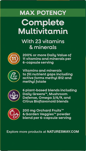 Nature's Way® | Alive! Max6 Potency Adult Complete Multivitamin - left side of pack Sku:15090