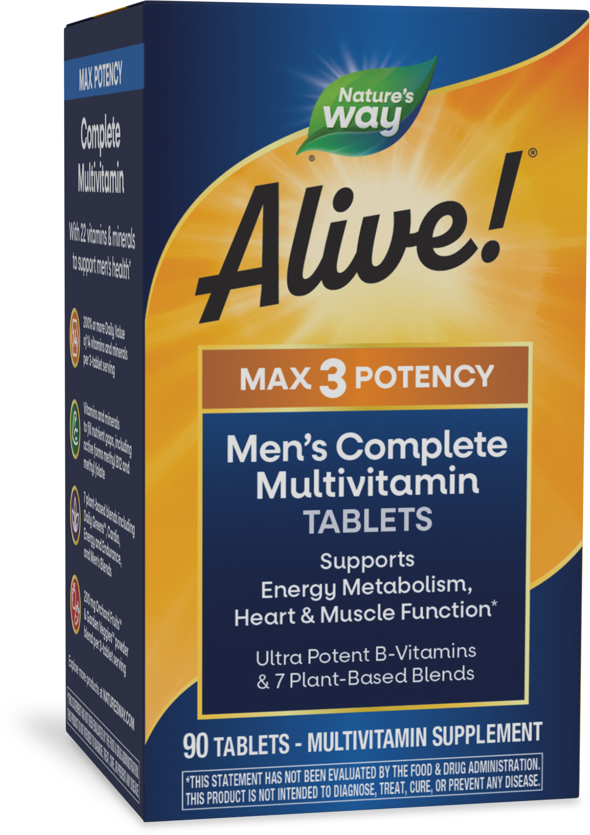 <{%PRIMARY_15542%}>Nature's Way® | Alive! Max3 Potency Men's Complete Multivitamin Tablets, 90 tablets