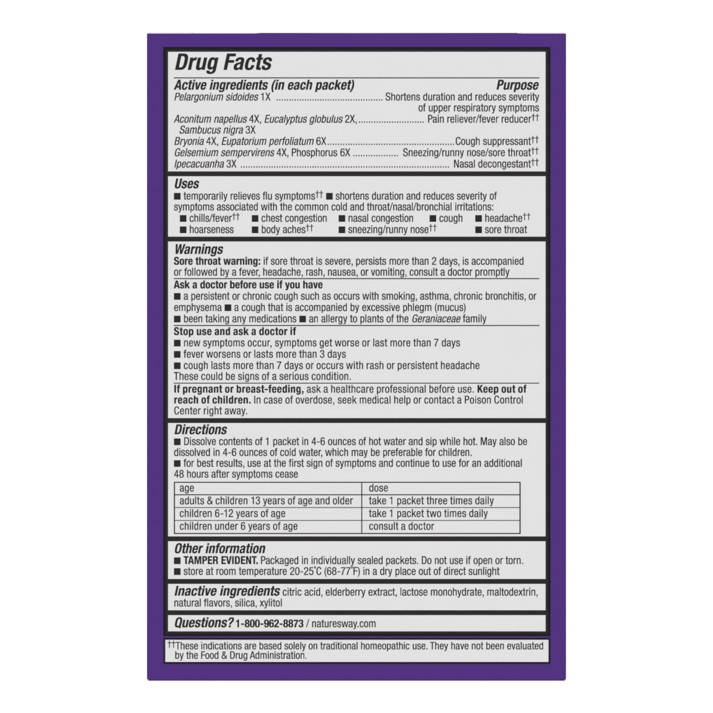 <{%MAIN1_15182%}>Nature's Way® | Sambucus Cold+Flu Relief Elderberry Hot Drink - back of pack