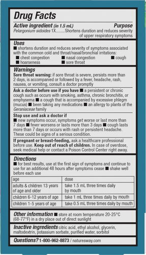 Nature's Way® | Umcka Cold Relief Drops - back of pack Sku:15271