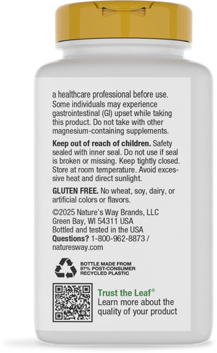 Nature's Way® | Calcium-Magnesium-Zinc - back of pack Sku:41411