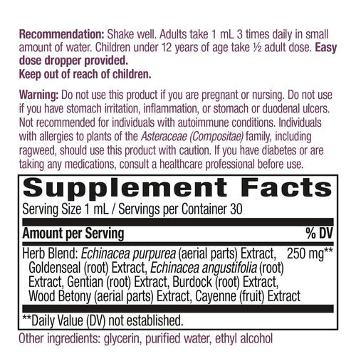 Nature's Way® | Echinacea Goldenseal Drops - supplement facts Sku:14663