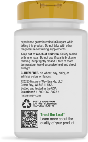 Nature's Way® | Calcium-Magnesium-Zinc - back of pack Sku:41410