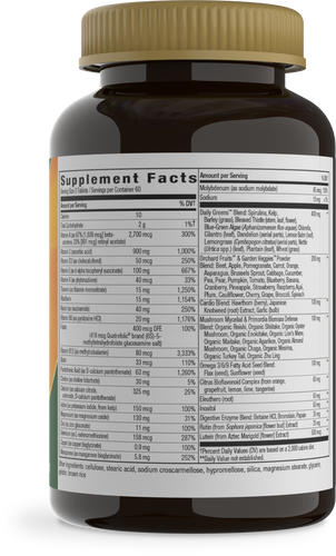 Nature's Way® | Alive! Max3 Potency Adult Complete Multivitamin-No Added Iron - right side of pack Sku:14932
