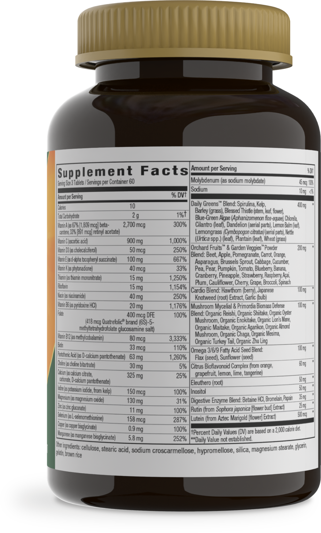 <{%MAIN2_14932%}>Nature's Way® | Alive! Max3 Potency Adult Complete Multivitamin-No Added Iron - right side of pack