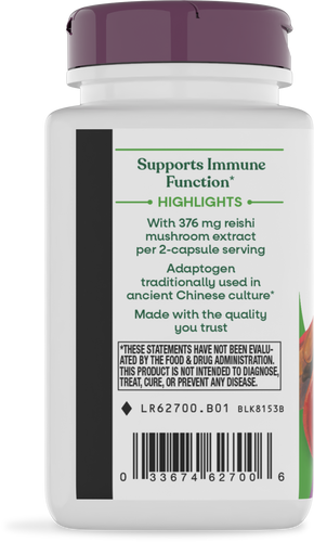 Nature's Way® | Reishi Mushroom Standardized Extract - left side of pack Sku:62700