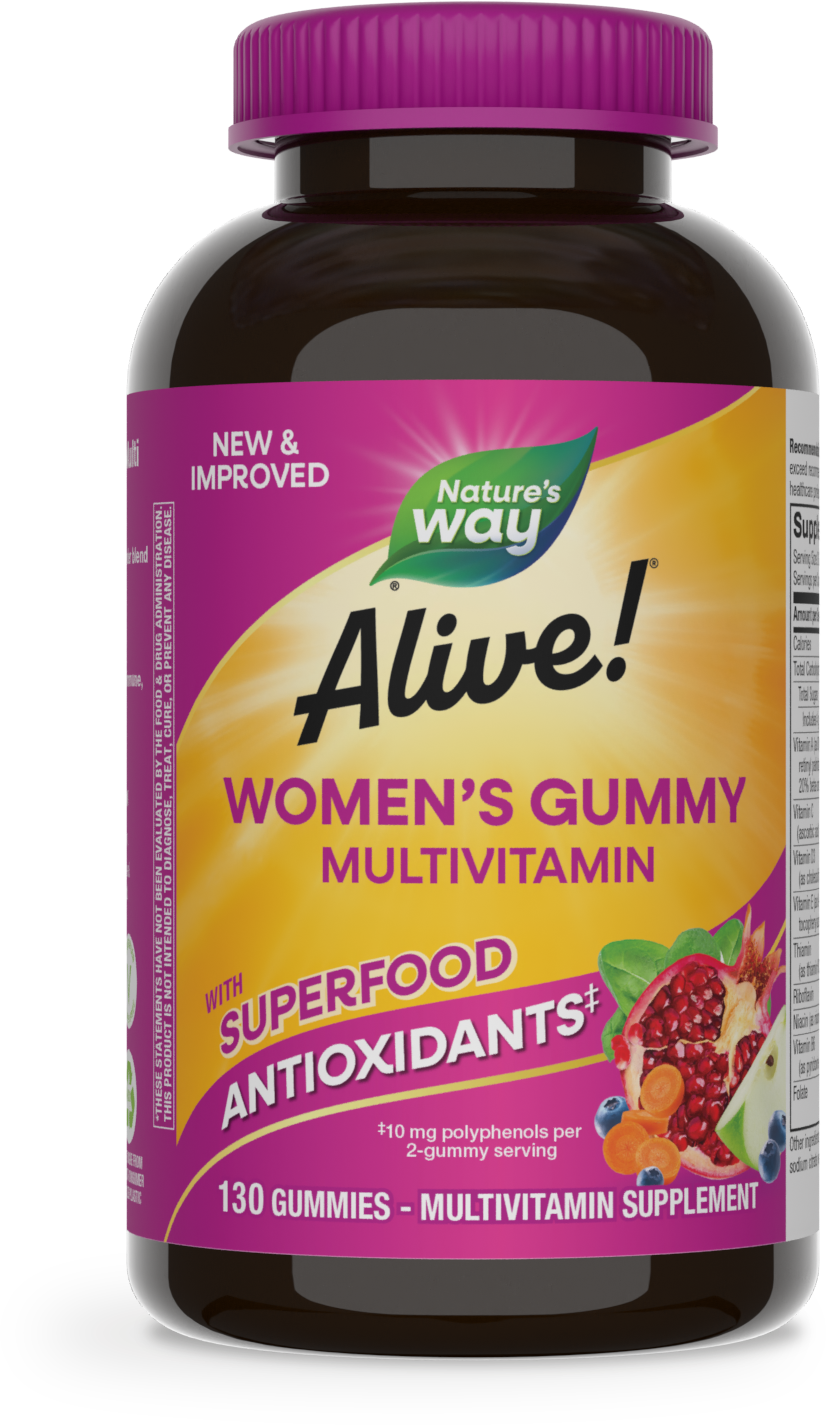 <{%PRIMARY_11536%}>Nature's Way® | Alive! Women's Gummy Multivitamin, 130 gummies, Mixed Berry