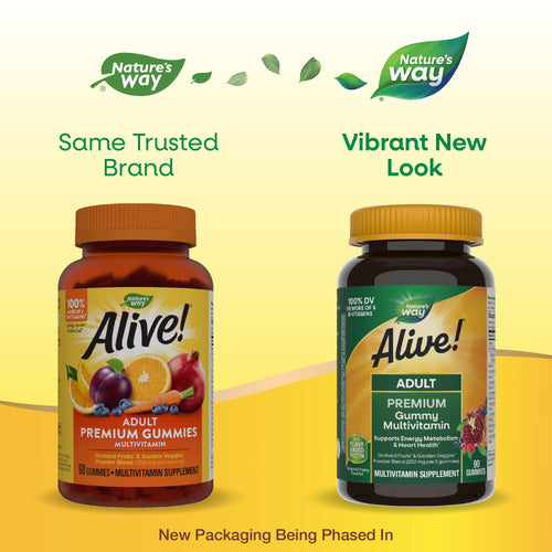 Nature's Way® | Alive! Adult Premium Gummy Multivitamin - package updates old to new Sku:15817