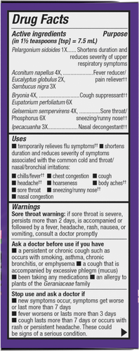 Nature's Way® | Sambucus Cold+Flu Relief Elderberry Syrup - right side of pack Sku:15136