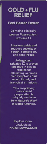 Nature's Way® | Sambucus Cold+Flu Relief Elderberry Hot Drink - left side of pack Sku:15182