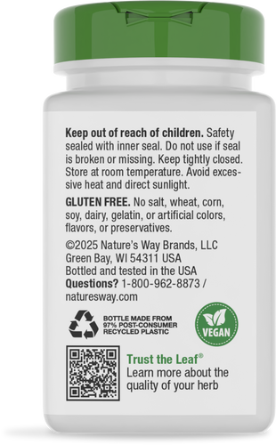 Nature's Way® | Melissa-Lemon Balm Leaf - back of pack Sku:14650