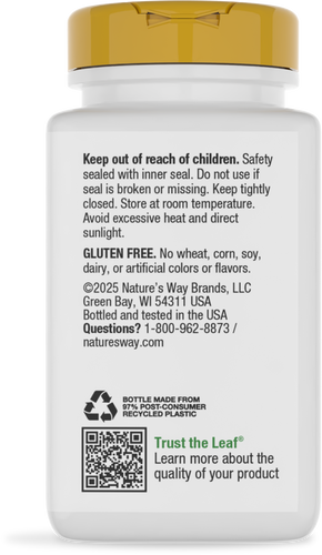 Nature's Way® | Niacin Vitamin B3 - back of pack Sku:40470