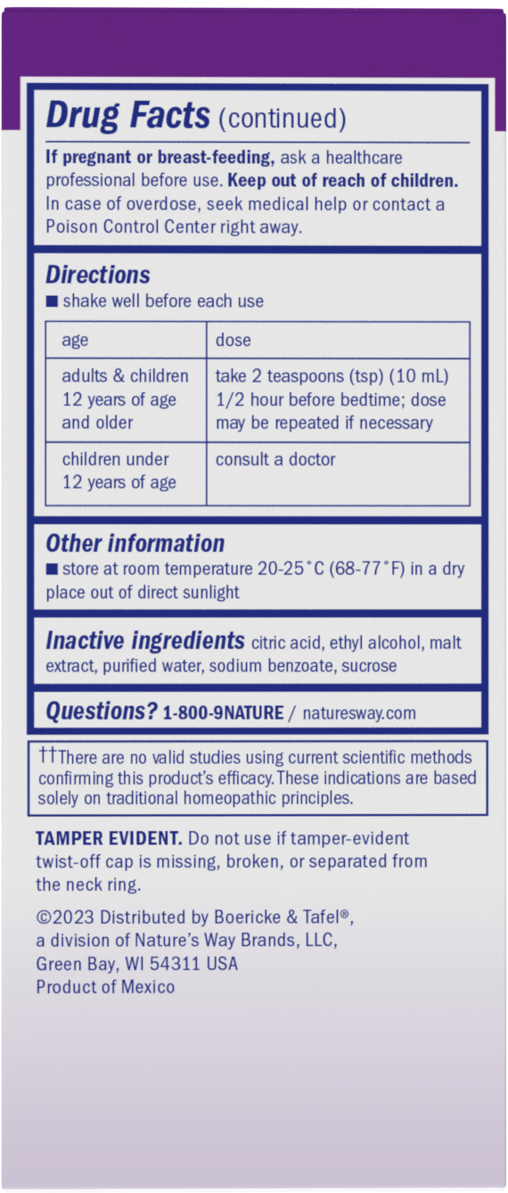 <{%MAIN5_21900693%}>Nature's Way® | Boericke & Tafel Nighttime Cough & Bronchial Syrup - back of pack