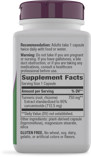 Nature's Way® | Turmeric Max Potency - right side of pack Sku:10260